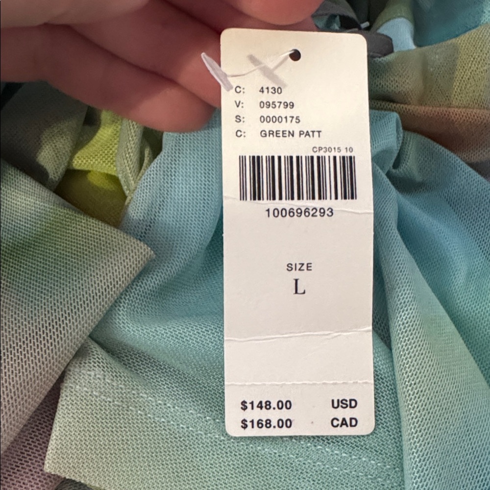 NEW Anthropologie Maya Ruched Cowl-Neck Dress Mesh Rainbow Watercolor Large - Picture 8 of 10